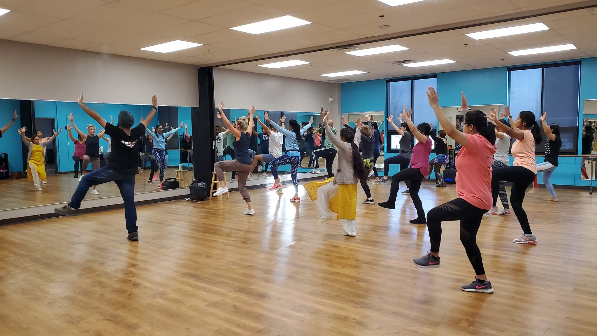 Adult Bhangra class in session